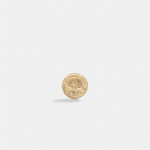 Coach 14 K Gold Coin Single Stud Earring Gold | COH866109