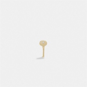 Coach 14 K Gold Key Single Stud Earring Gold | COH866104