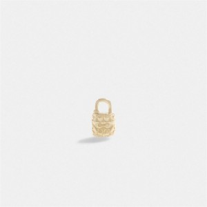 Coach 14 K Gold Quilted Signature Padlock Single Stud Earring Gold | COH866102