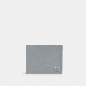 Coach 3 In 1 Wallet With Signature Canvas Interior Grau Blau | COH866696