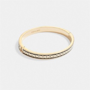Coach 6 Mm Signature Enamel Bangle Gold Schwarz | COH866080