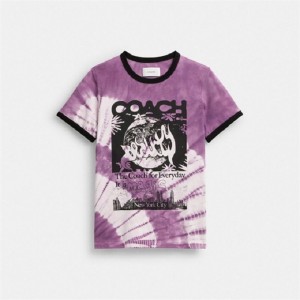 Coach 90's Tie Dye T Shirt In Organic Cotton Lila Mehrfarbig | COH866010