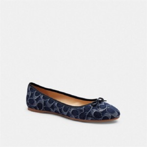 Coach Abigail Flat In Signature Denim Blau | COH865793