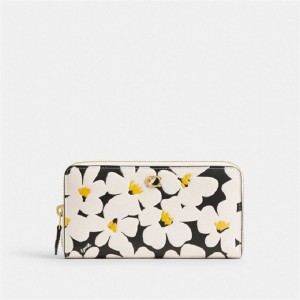 Coach Accordion Zip Wallet With Floral Print Mehrfarbig | COH865522