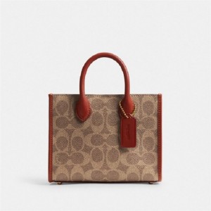 Coach Ace Tote Bag 17 In Signature Canvas Braun Rot | COH865334