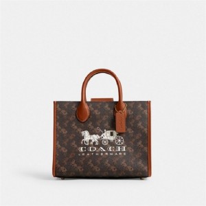 Coach Ace Tote Bag 26 With Horse And Carriage Print Braun | COH865088