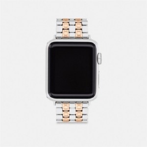 Coach Apple Watch® Strap, 38 Mm, 40 Mm And 41 Mm Gold Silber | COH866288