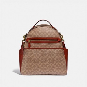 Coach Baby Backpack In Signature Canvas Braun Rot | COH865469