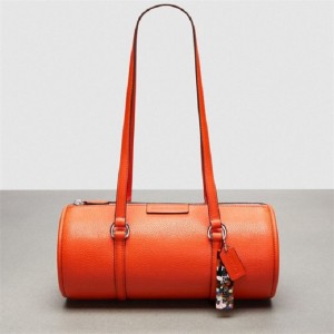 Coach Barrel Bag In Pebbled Coachtopia Leather Orange | COH864727