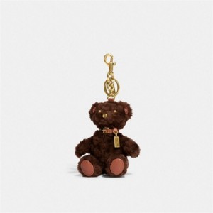Coach Bear Bag Charm In Signature Shearling Schokolade Braun | COH866449