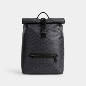 Coach Beck Roll Top Backpack In Signature Canvas Grau | COH866504