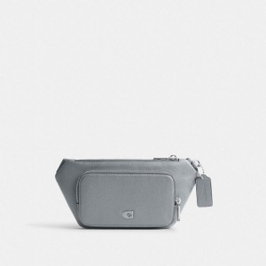 Coach Belt Bag With Signature Canvas Interior Detail Grau Blau | COH866670