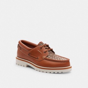 Coach Benson Boat Shoe In Signature Jacquard Braun | COH866830