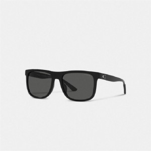 Coach Beveled Signature Flat Top Square Sunglasses Schwarz | COH866367