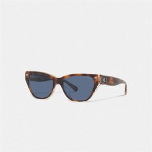 Coach Beveled Signature Square Cat Eye Sunglasses Braun | COH866372