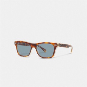 Coach Beveled Signature Square Sunglasses Blau | COH866366