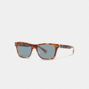 Coach Beveled Signature Square Sunglasses Blau | COH867074