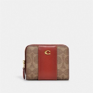 Coach Billfold Wallet In Colorblock Signature Canvas Braun Rot | COH865613