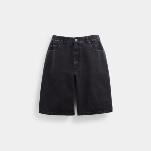 Coach Black Denim Shorts In Organic Cotton Schwarz Blau | COH866948