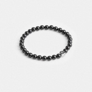 Coach Black Onyx Beaded Bracelet Silber Schwarz | COH867026