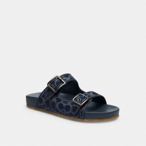 Coach Buckle Strap Sandal In Signature Denim Blau | COH866848