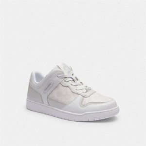 Coach C201 Low Top Sneaker In Signature Canvas Weiß | COH865816