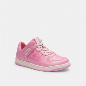 Coach C201 Low Top Sneaker In Signature Canvas Rosa | COH865844