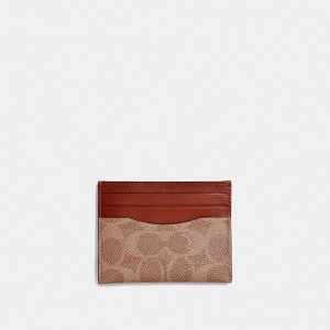 Coach Card Case In Signature Canvas Braun Rot | COH866764