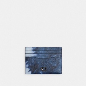 Coach Card Case With Tie Dye Print Navy Mehrfarbig | COH866774