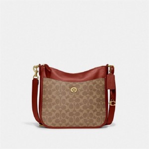 Coach Chaise Crossbody Bag In Signature Canvas Braun Rot | COH865330