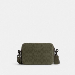 Coach Charter Crossbody 19 In Signature Canvas Jacquard Grün | COH866565
