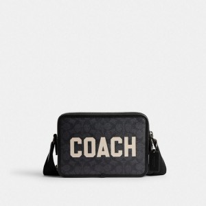 Coach Charter Crossbody Bag 24 In Signature Canvas With Graphic Grau Mehrfarbig | COH866606