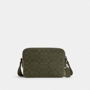 Coach Charter Crossbody Bag 24 In Signature Canvas Jacquard Grün | COH866607
