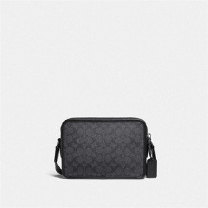 Coach Charter Crossbody Bag 24 In Signature Canvas Schwarz Kupfer Grau | COH865323