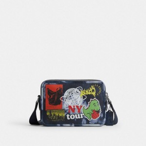 Coach Charter Crossbody Bag 24 With Tie Dye Print Navy Mehrfarbig | COH866619