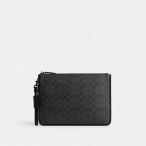 Coach Charter Pouch In Signature Canvas Grau | COH866679