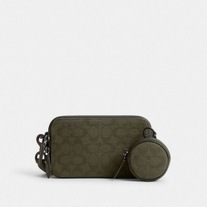 Coach Charter Slim Crossbody In Signature Canvas Jacquard Grün | COH866604