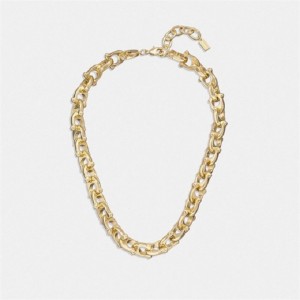 Coach Chunky Signature Chain Link Necklace Gold | COH866160