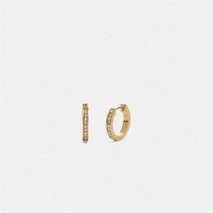 Coach Classic Crystal Pearl Huggie Earrings Gold | COH866094