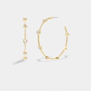 Coach Classic Pearl Large Hoop Earrings Gold | COH866096
