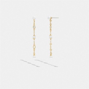 Coach Classic Pearl Linear Earrings Gold | COH866098