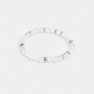 Coach Clear Quartz Beaded Disk Bracelet Silber | COH867025