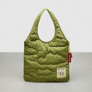Coach Coachtopia Loop Flat Tote With Cloud Quilting Olivgrün Grün | COH866644