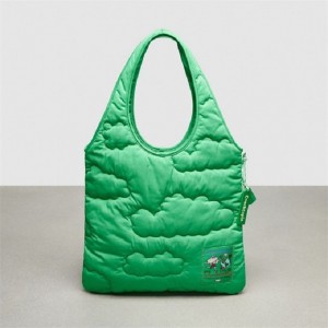 Coach Coachtopia Loop Flat Tote With Cloud Quilting Grün | COH865005