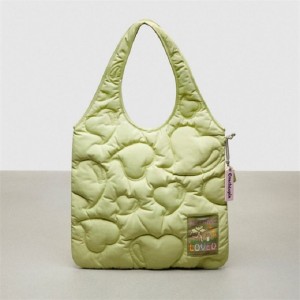 Coach Coachtopia Loop Quilted Heart Flat Tote Hellgrün | COH865064