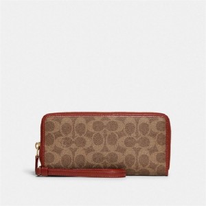 Coach Continental Wallet In Signature Canvas Braun Rot | COH865514