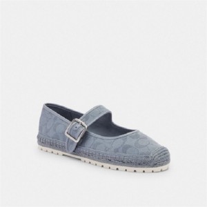 Coach Courtney Espadrille In Signature Canvas Grau Blau | COH865768