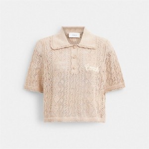 Coach Cropped Knit Polo Top Gelb | COH865952