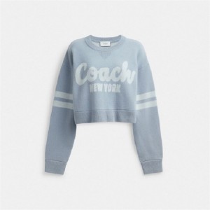 Coach Cropped Sweater Blau | COH865947