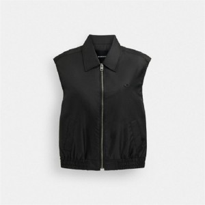 Coach Cropped Vest In Recycled Nylon Schwarz | COH865922